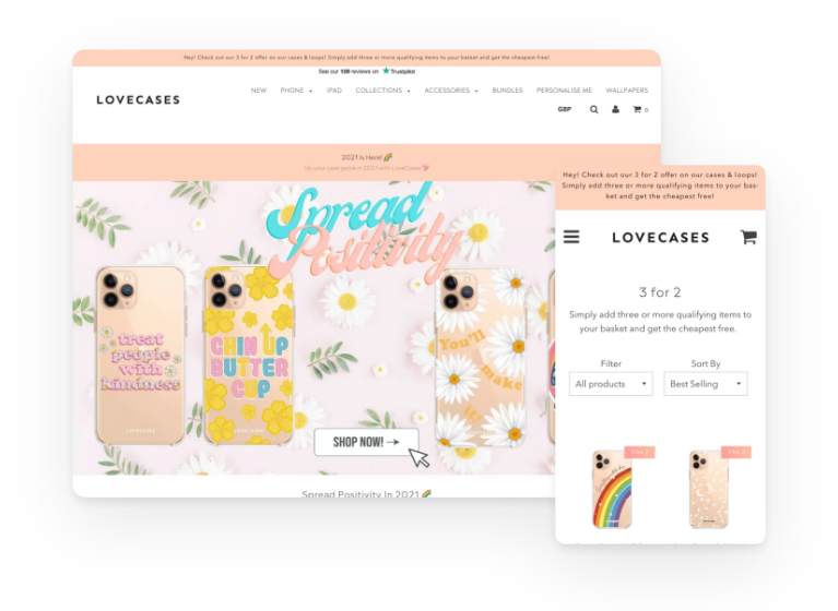 Lovecases and their eCommerce website were built and designed by Shopify development agency, magic42, based in Birmingham, UK