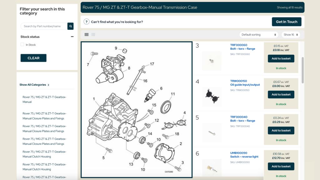 An interactive exploded diagram in eCommerce from Motaclan