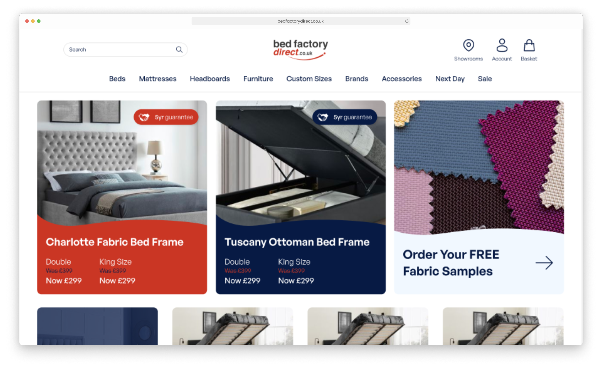 Bed Factory website as developed by eCommerce agency, magic42