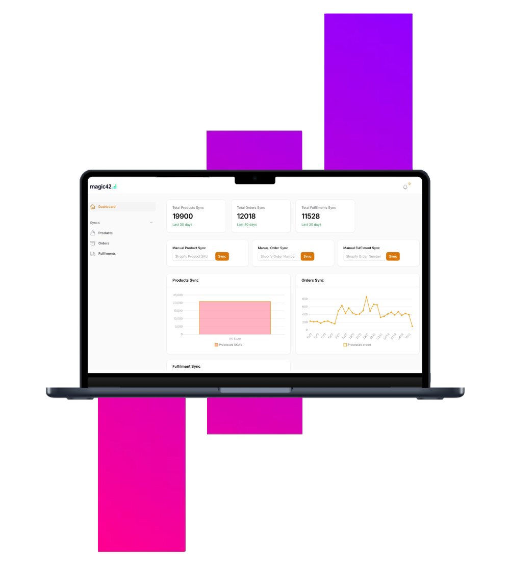 Integration App by eCommerce development agency, magic42, shown on a laptop